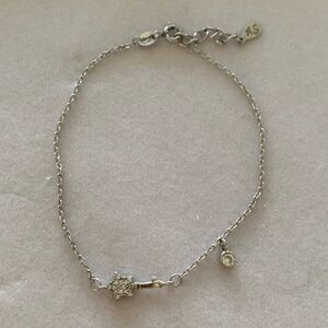 925 Sterling Silver Sparkly Bedazzled Star Charm Dainty Chain Bracelet